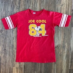 Vtg Champion Joe Cool Peanuts Schulz Tee Shirt Womens XL Red Sleeve Stripes 70s